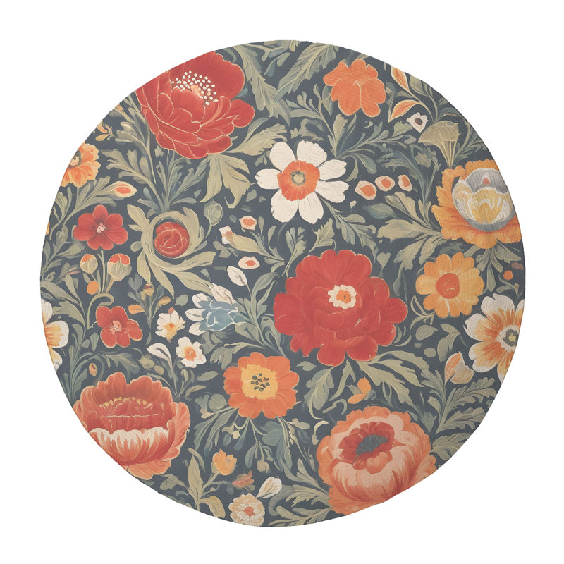 Bold Bloom Braided Rug, Rond 5 pi