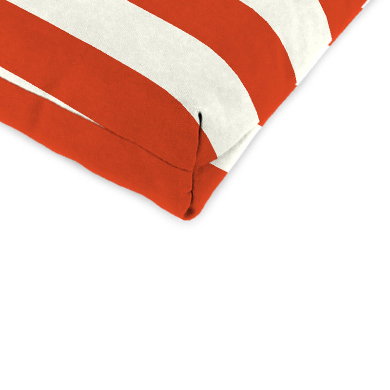 Reversible Outdoor Chair Cushion with Ties, Orange Stripe