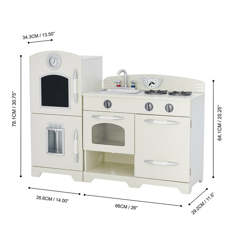 Teamson Kids Little Chef Fairfield Wooden Play Kitchen, White, White