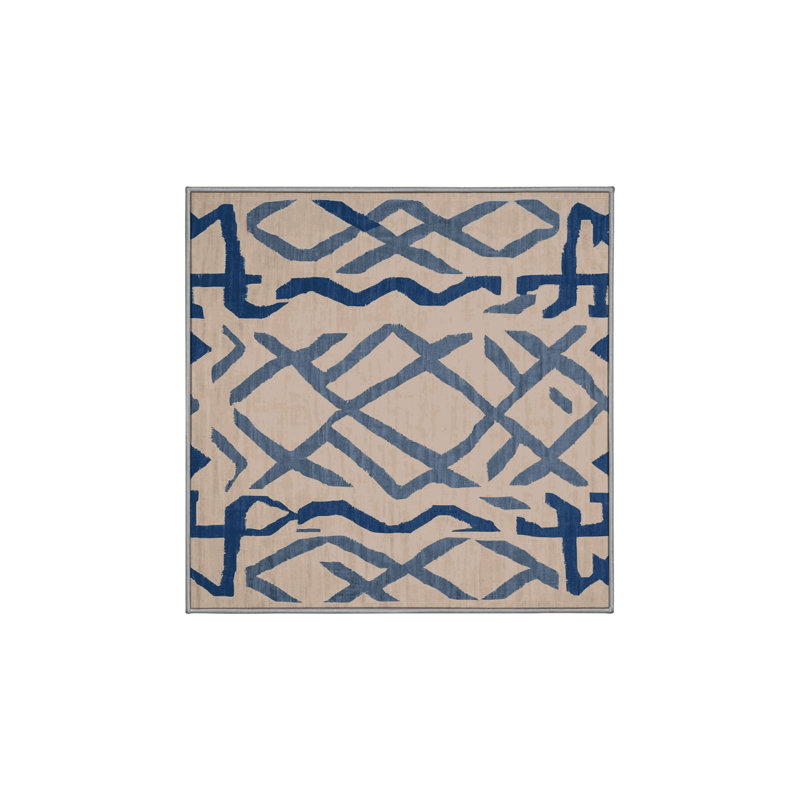 Machine Washable Gray Area Rug, Square 6'