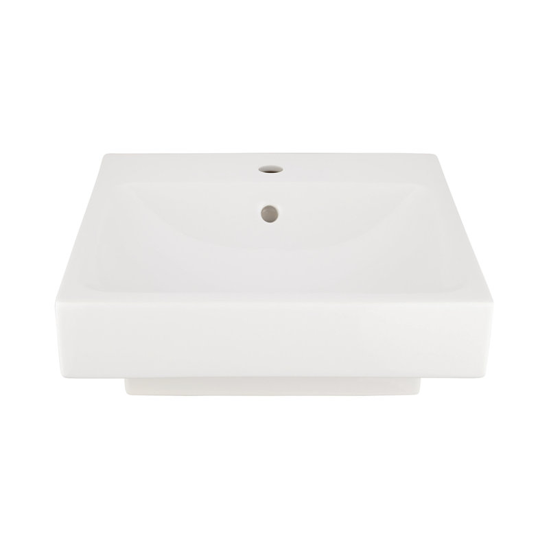 19" Stoddert White Porcelain Rectangular Wall Mount Bathroom Sink with Overflow