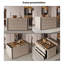 Comptoir rectangulaire en verre trempé transparent de 55,12 po, armoire en bois massif beige, armoire de rangement pour bijoux-130122869