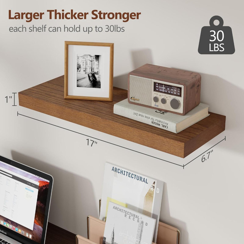Dalvyn 3 Piece Floating Shelf, Walnut