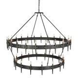 George 40 - Light Candle Style Wagon Wheel Chandelier