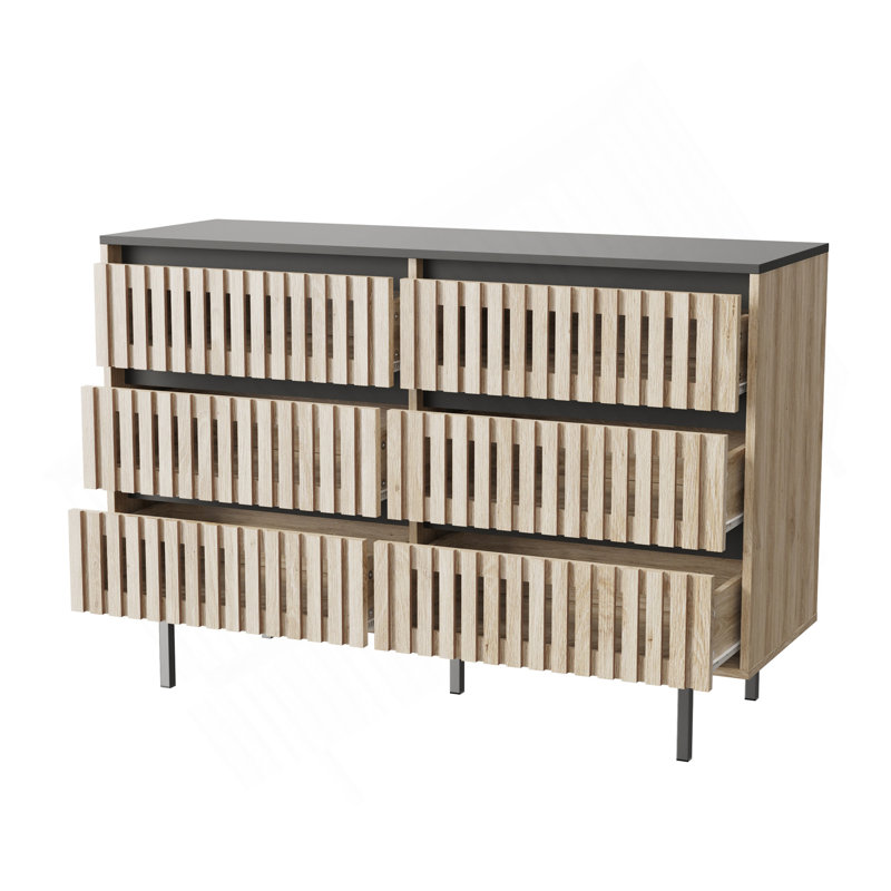 Cannelé, armoire de rangement pour chambre à coucher, rangement à six tiroirs, grande capacité, armoire à tiroirs minimaliste moderne, conception à deux tons