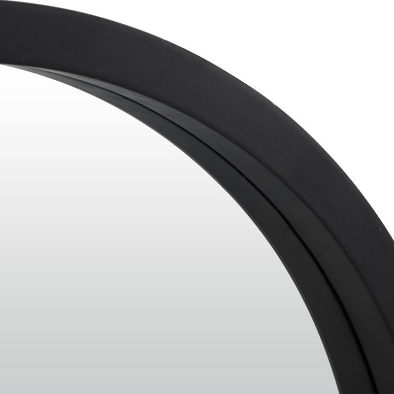 Burel Circle Wall Mirror, 32" H x 32" W, Black