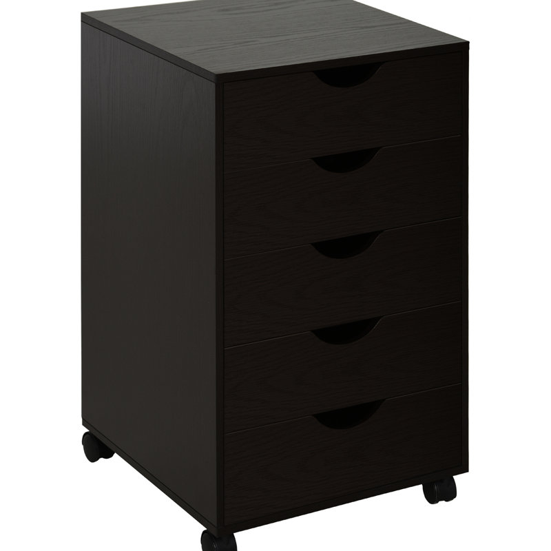 Classeur brun à 5 tiroirs avec tiroirs Easy-Glide - Rangement fluide pour le bureau et la maison