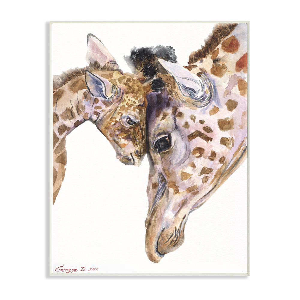 Drumack Baby Giraffe Family Watercolor Painting Kids Wall Décor Viv + Rae™