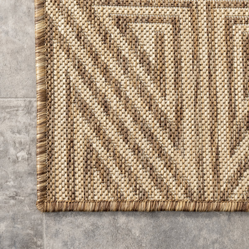 Tapis intérieur / extérieur beige Ginnifer, Rectangle 5 pi x 8 pi