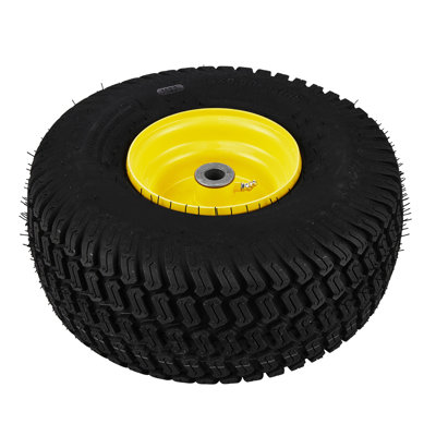 Pneus de tondeuse à gazon 15 x 6 à 6 avec jantes - Ensemble de 2 roues en acier robuste pour tracteurs, roues de jardin pneumatiques sans chambre à air