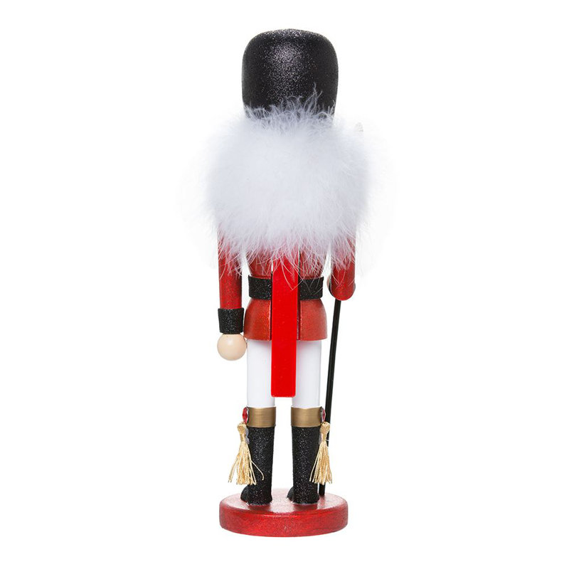 15-Inch Red and Black Soldier Nutcracker with Gold Detailing