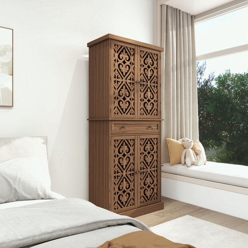 Storage Cabinet with 4 Door, 1 Drawer and 4 Adjustable Inner Shelves