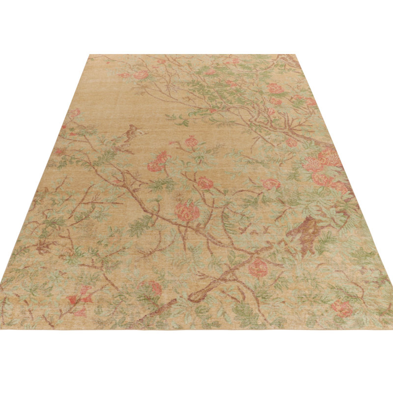 Distressed Homage Wool Floral Area Rug, Rectangle 9' x 12'