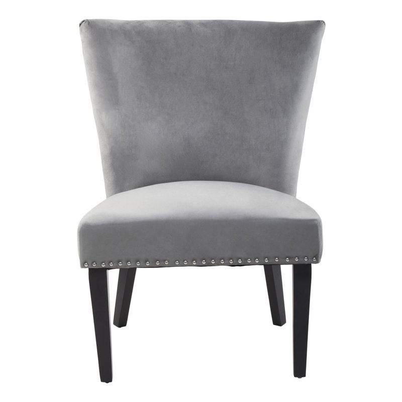Otsego 47cm H Velvet Upholstered Side Chair, Grey