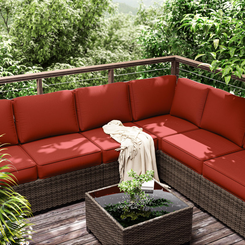 Ensemble de 14 coussins de remplacement pour siège / dossier (l 26 po x P 26 po), Rouge Terra, 26" L x 26" W x 5" H