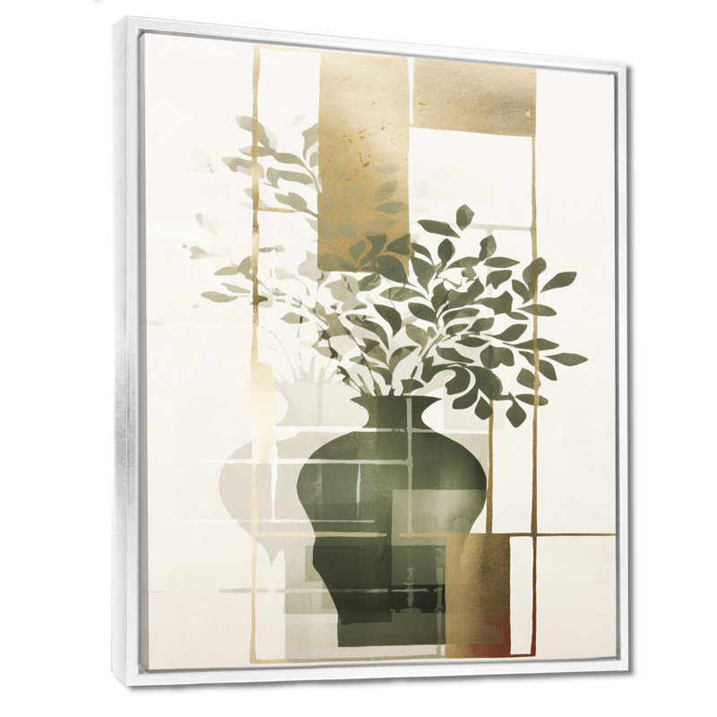 Décoration murale Minimal Botanicals, H 44 po x l 34 po x P 1,5 po, Toile encadrée flottée blanche