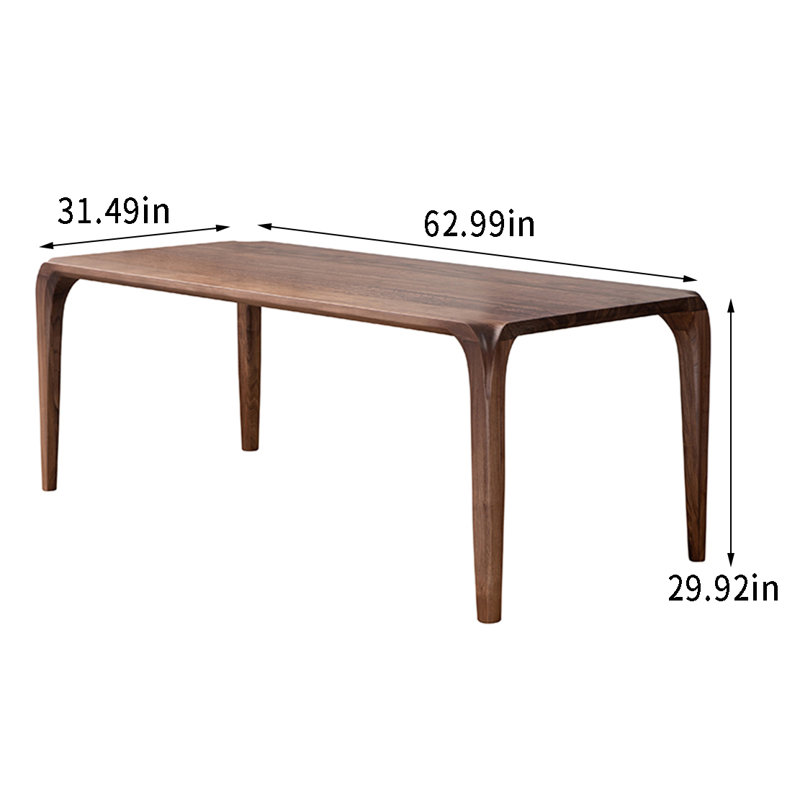 Walnut Solid Wood Dining Table, 31.49" W x 62.99" L