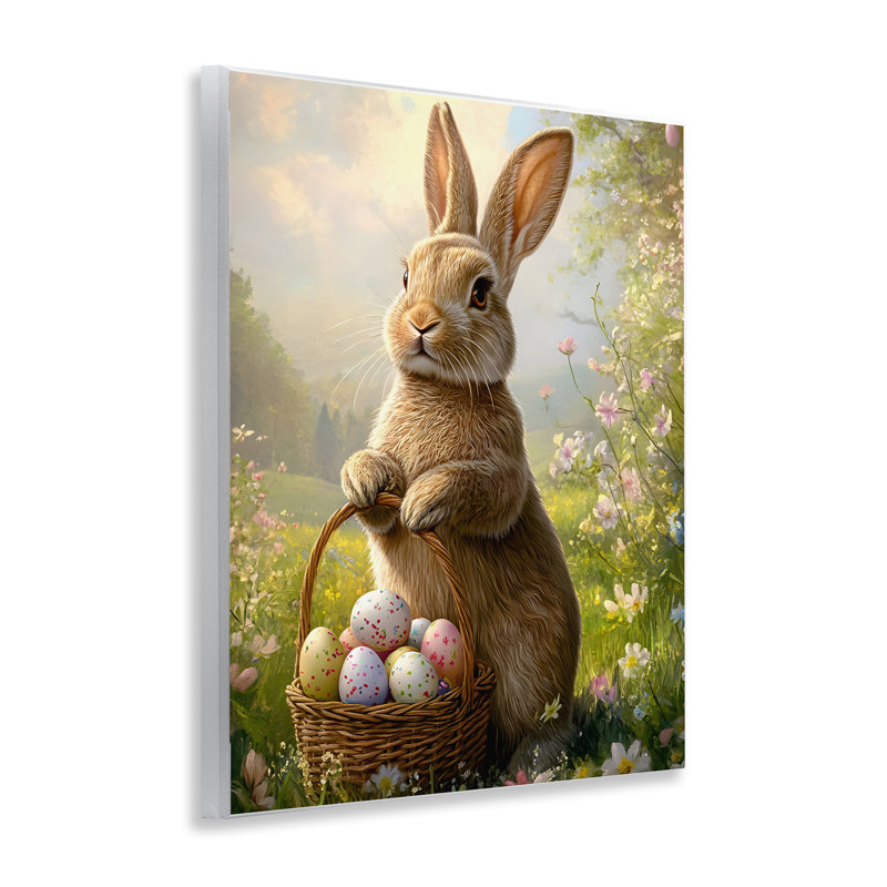 Plaque murale lapin avec panier de Pâques, design par Franklyn Gregory