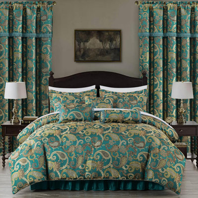 Adelle 7 Piece Paisley Jacquard comforter Set