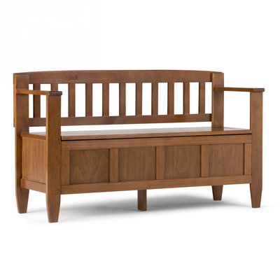 Banc de rangement contemporain en bois massif avec couvercle relevable Brooklyn