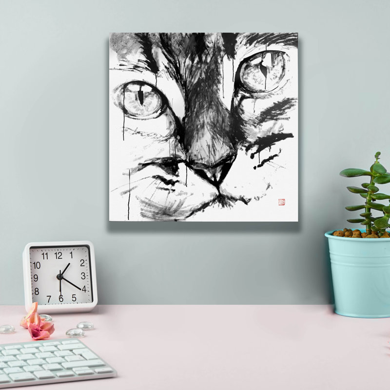 «Cat Face» par Pechane, art mural sur toile, H 12 po x l 12 po