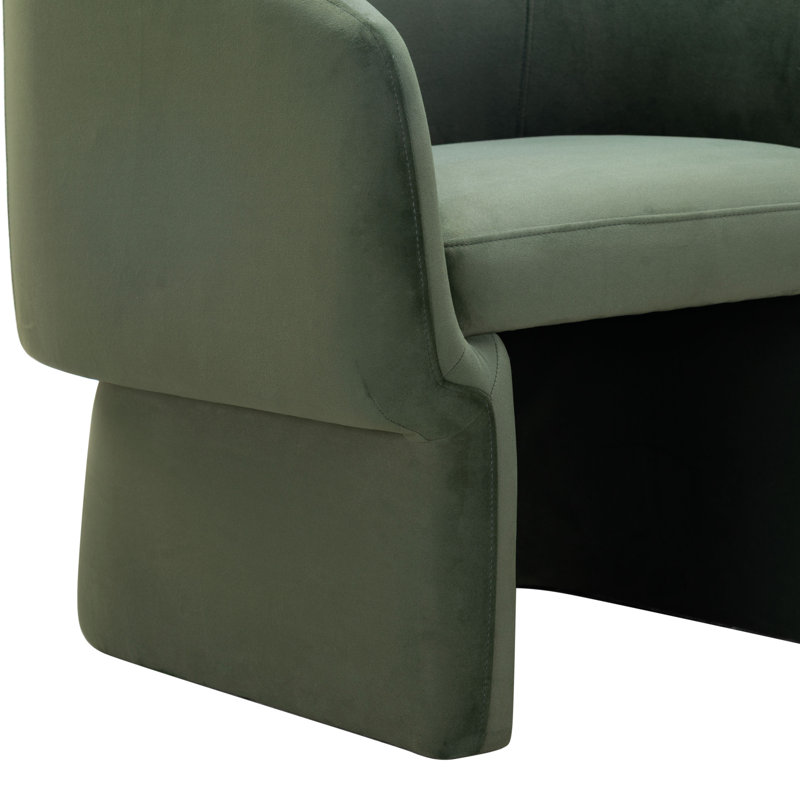 Fauteuil demi-tonneau en velours de 74,93 cm de largeur Mia, Velours vert olive