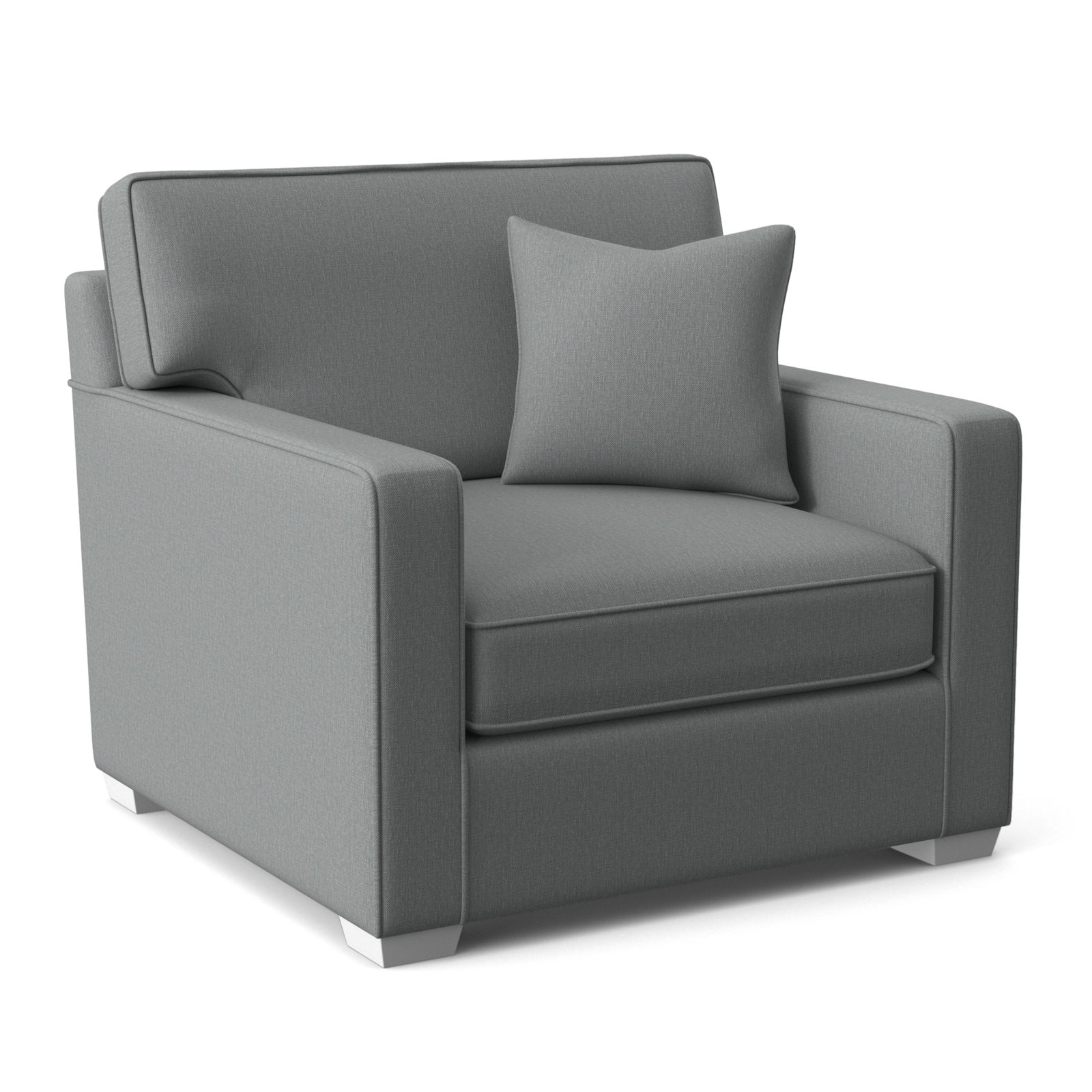 Gramercy Park Upholstered Accent Chair, Light Blue Performance Fabric, Frost White Finish