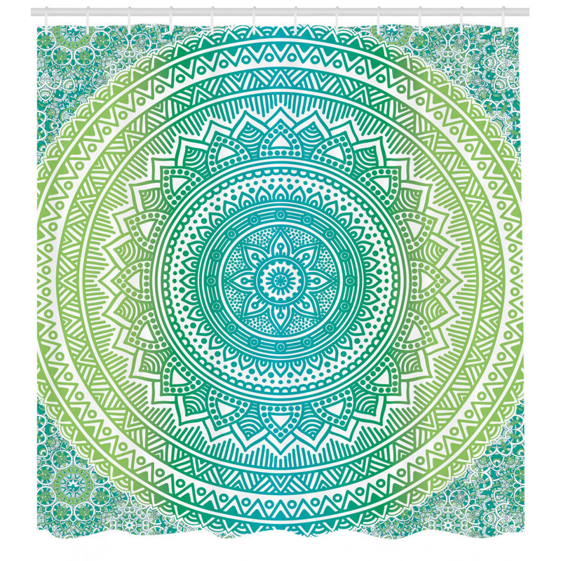 Rideau de douche simple méditation tapis theme Cormac, H 75 po x l 69 po, Lime