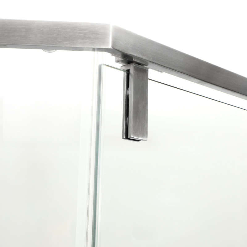 Cabine de douche semi-rectangulaire, 34 1/8 po x 72 po, nickel brossé - Accessoire de salle de bain de qualité