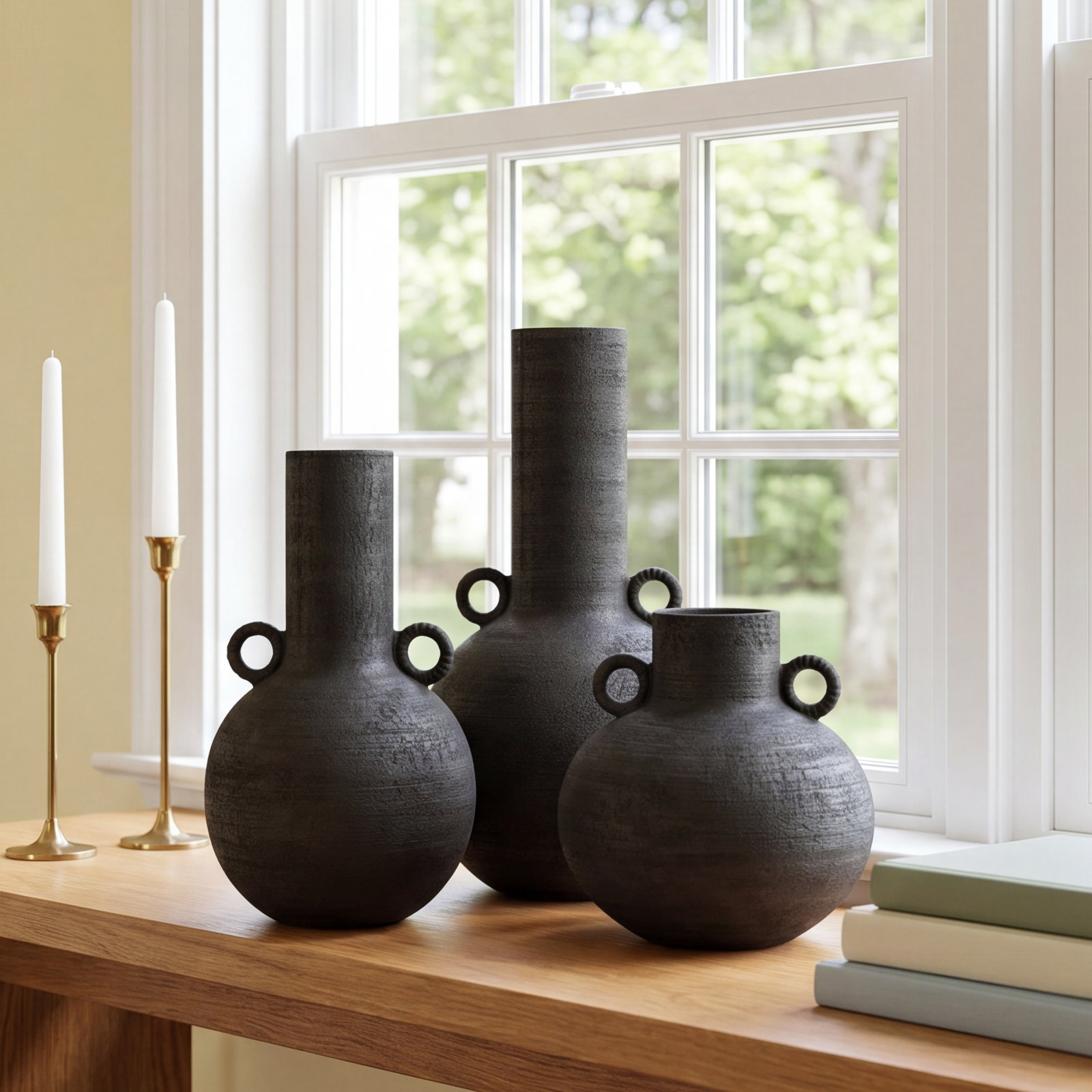 Iyanna Ceramic Table Vase, Black