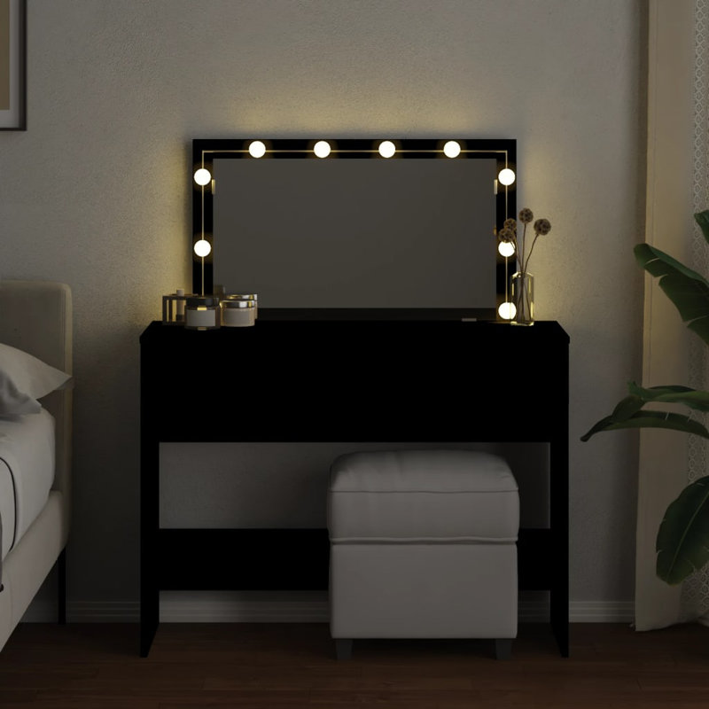Dressing Table with Mirror, Black