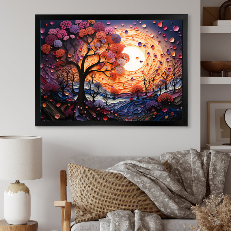 Paysage romantique fondant des cœurs I - impression, H 24 po x l 32 po x P 1 po, Cadre simple noir
