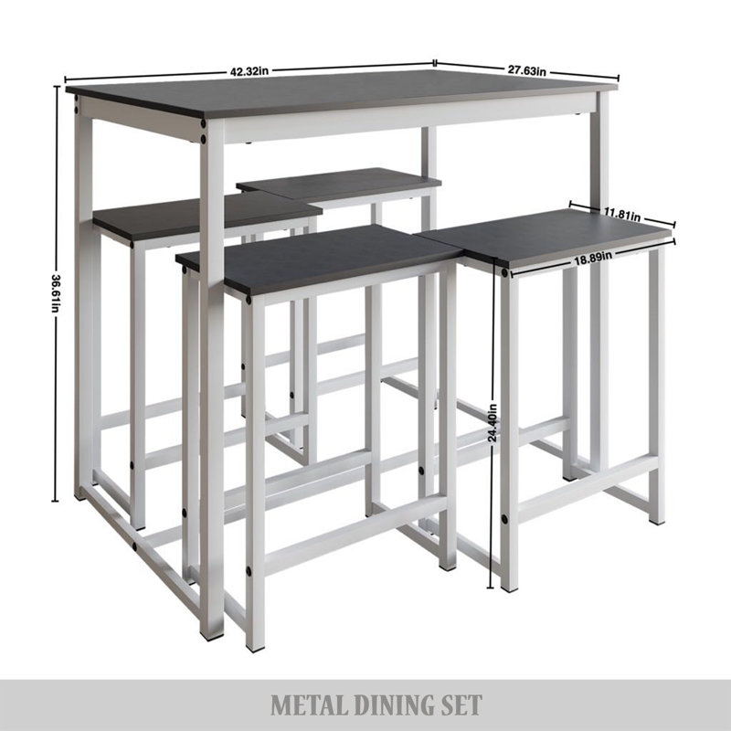 Aniv 4 - Person Trestle Dining Set, White