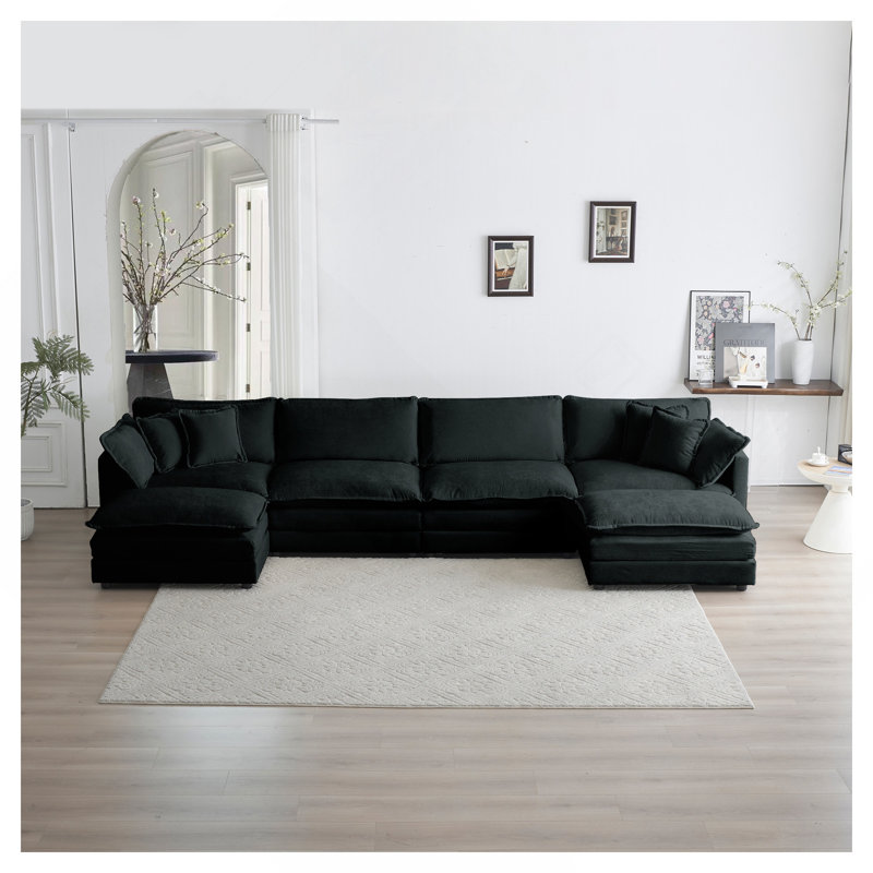 Canapé Comfort U, H 33 po x l 146,5 po x P 35 po, Noir