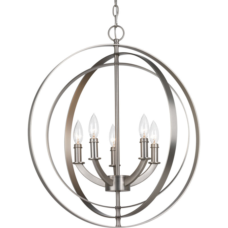Luminaire suspendu sphère 5 lumières Morganti, Argent bruni