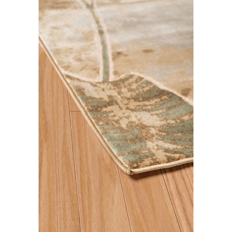 Tapis beige à motif floral Haleigh, Rectangle 1 pi 10 po x 3 pi