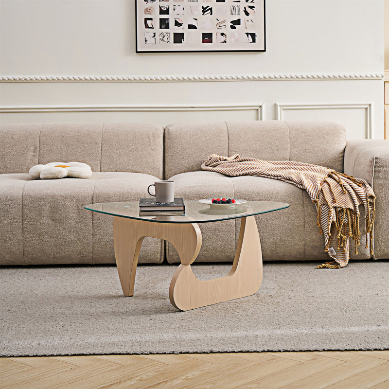 Table basse avec plateau en verre, Transparent / naturel