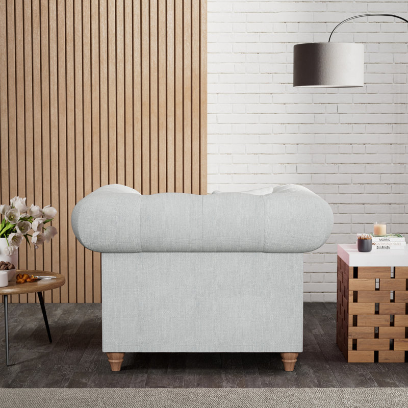 Ellrich Upholstered Armchair, Light Blue, Walnut