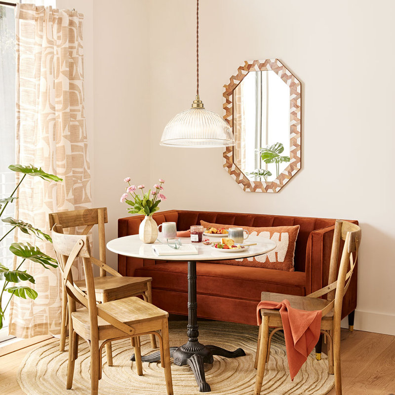 Vintage Large Single Light Dome-Shaped Striped Glass Pendant Light    , 25 cm W