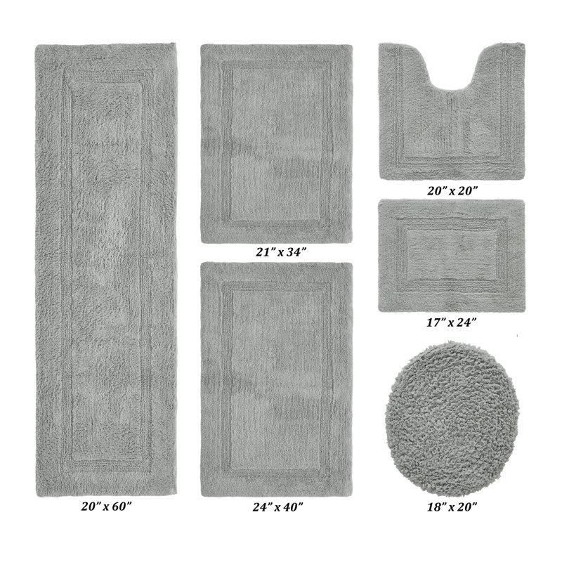 Ensemble de tapis pour salle de bain 6 pièces Lux Premium 2370 GSM, Argent argent