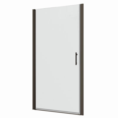 Universal Pivot Shower Door In Matte Black With 1 3/8" Adjustment. 1/4" Tempered Clear Glass, 36000 Open/close Tests, Leakage, Easy Install, , Fits 28-29 3/8 Adjustable Finish And Pivot.