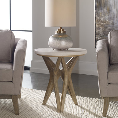 Stone Cross Legs End Table by George Oliver