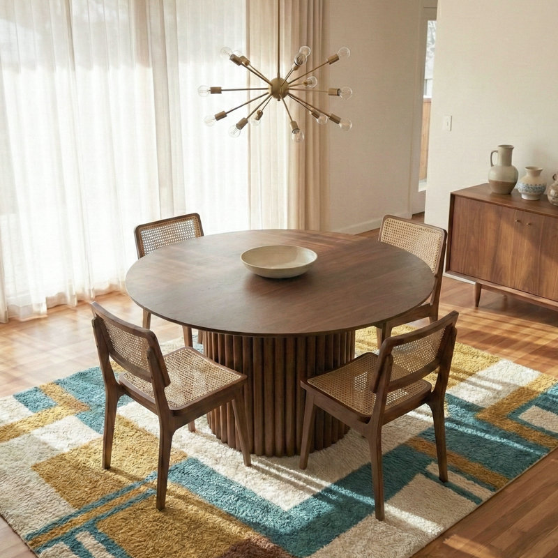 Camelot Round Dining Table With Cylindrical Pedestal Base