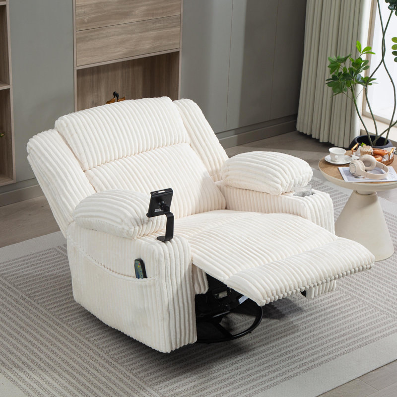 Oversized Dual Motor Power Swivel Rocker Recliner Chair with Adjustable Headrest for Adults, Glider Rocking Chairs with Vibration and Heat, USB Type C, Armrest Storage