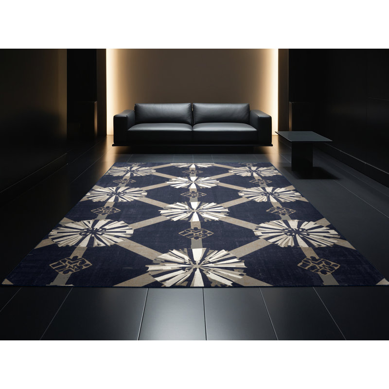Soft Plush Mondale Cheer Squad Performance Preppy Geometric Area Rug in Gray – Navy Binding, 2x5