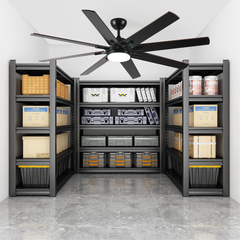 72 Inch Large Ceiling Fans With Lights And Remote, Indoor/Outdoor Black Modern Ceiling Fan For Kitchen Living Room Patio, 6 Speed Reversible Quiet DC Motor, Dual Finish 8 Blades