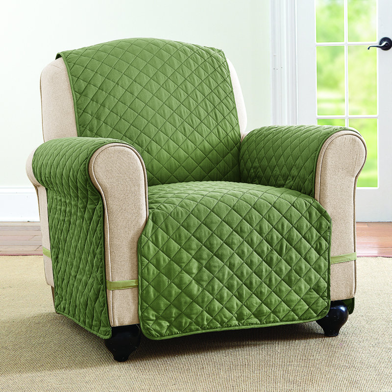 Olive Sage Polyester Quilted Recliner Chair Protector Cover