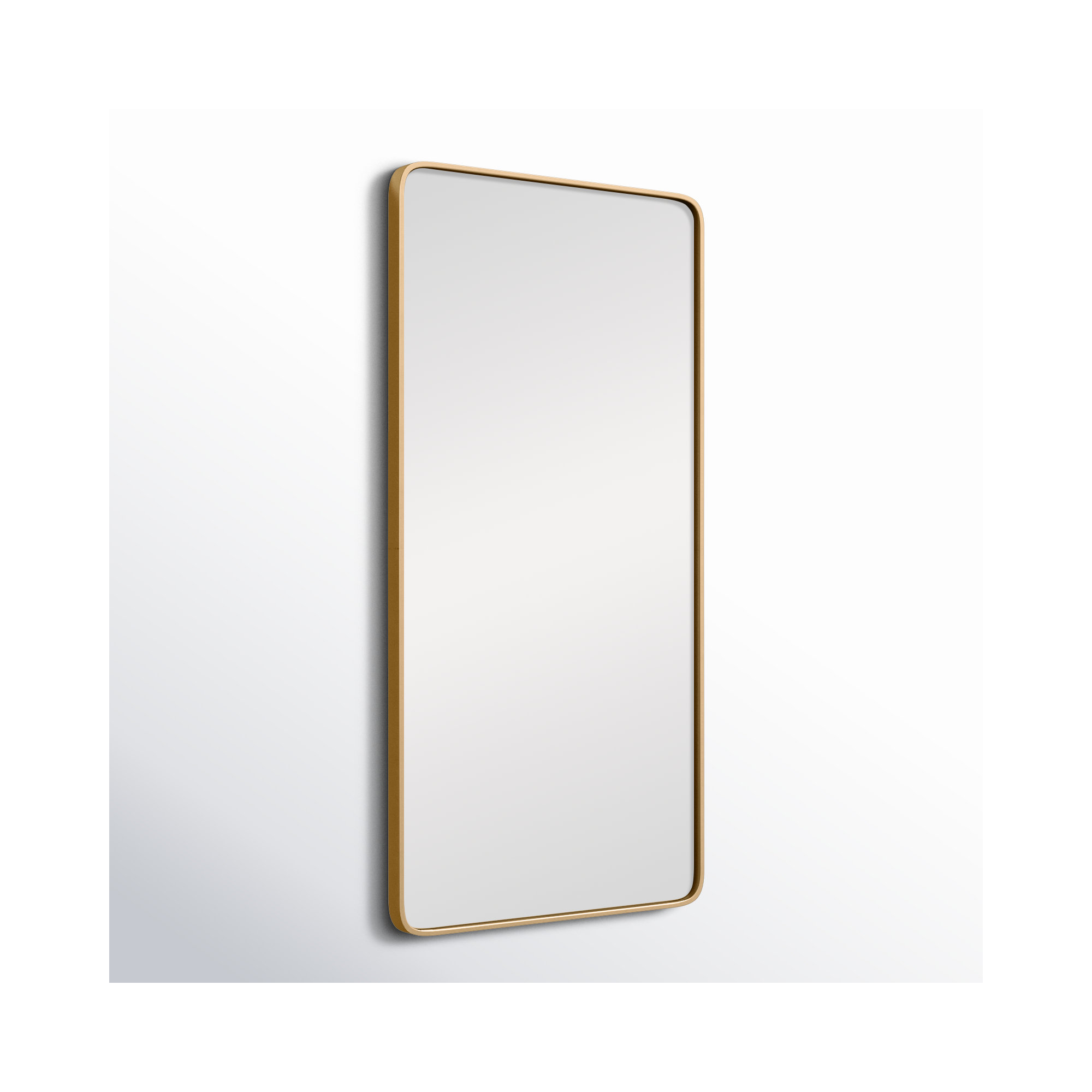Sabine Metal Rounded Rectangle Wall Mirror, Brass, 36" x 18"