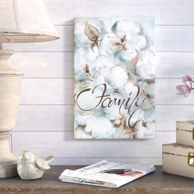Cotton Bolls: Family 1 Piece Wrapped Canvas Painting