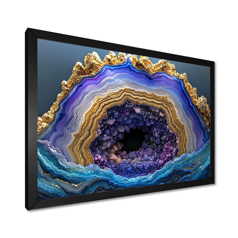 «Agate Dream River VII - Stone Geode», reproduction d'art, Reproduction encadrée, Black, 12" H x 20" W